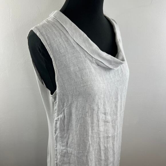 Lina Tomei Gray Tunic Top Linen Cowl Neck Sleeveless Size Medium M Made in ITALY - Picture 6 of 11